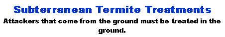 Text Box: Subterranean Termite TreatmentsAttackers that come from the ground must be treated in the ground.